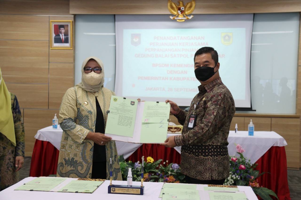 BPSDM KEMENDAGRI TANDATANGANI PERPANJANGAN KERJASAMA DENGAN  PEMERINTAH BOGOR SOAL PINJAM PAKAI GEDUNG PENANGAN COVID-19