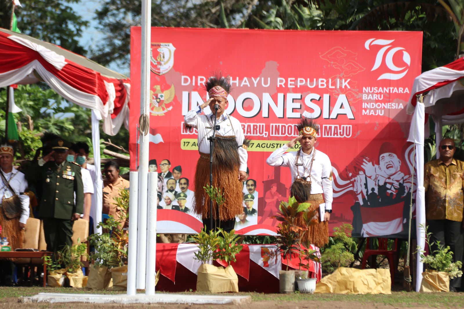 PLBN Sota Merauke Rayakan HUT RI Ke-79 dengan Kirab Bendera dan Pesan Nasionalisme dari Kepala BPSDM Kemendagri