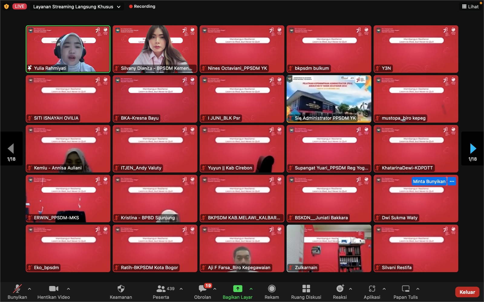 Webinar Kemendagri Merdeka Belajar: Menggali Pentingnya Resiliensi dalam Lingkungan Kerja ASN
