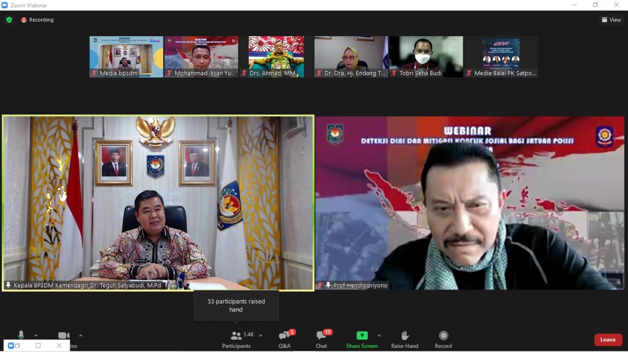 SATPOL PP IKUT SEMINAR ONLINE MENGENAI DETEKSI DINI DAN MITIGASI KONFLIK SOSIAL DI TENGAH COVID-19  