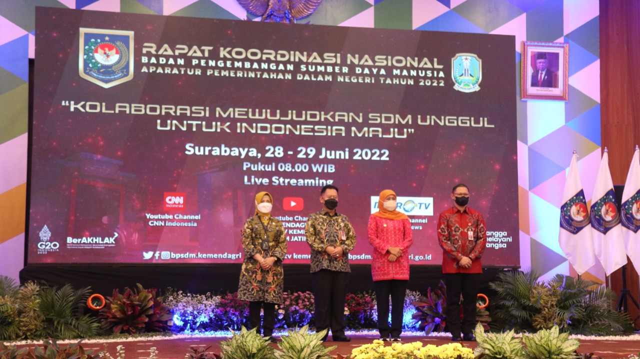 Kemendagri dan Pemerintah Provinsi Jawa Timur Gelar Rakornas Pengembangan SDM Aparatur Pemerintahan Dalam Negeri Tahun 2022